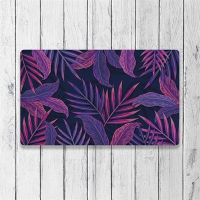 Vagonik Mor Tropikal Desenli Dijital Baskılı 50x70cm Dekoratif Çok Amaçlı Iç Ve Dış Kapı Paspası