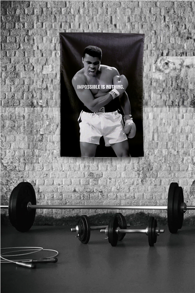 Vagonik Muhammed Ali Impossible is Nothing Duvar Örtüsü Duvar Halısı