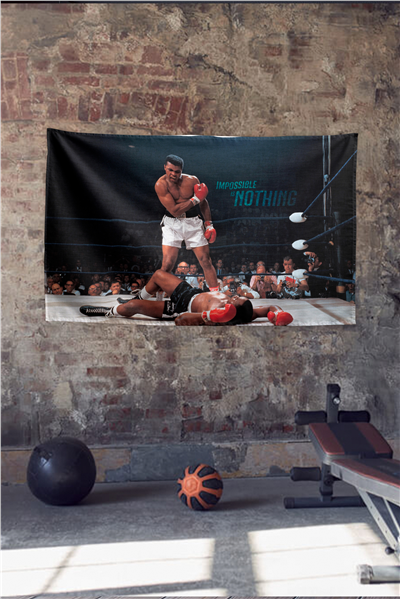 Vagonik Muhammed Ali Impossible is Nothing Duvar Örtüsü Duvar Halısı
