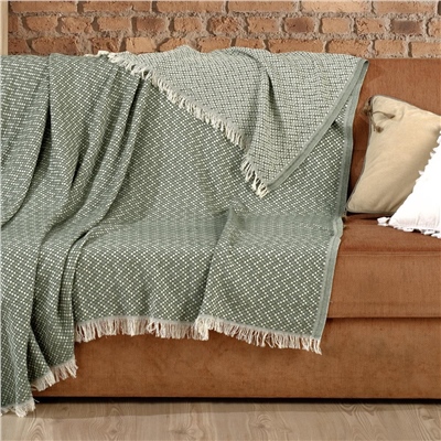 Vagonik Natural Keten Koltuk Örtüsü | Kara Tezgah Dokuma Koltuk Şalı - Yeşil