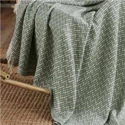 Vagonik Natural Keten Koltuk Örtüsü | Kara Tezgah Dokuma Koltuk Şalı - Yeşil