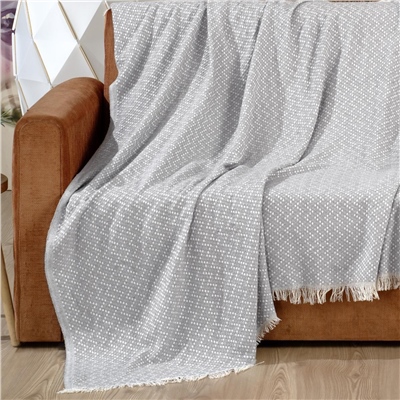 Vagonik Natural Keten Koltuk Örtüsü | Kara Tezgah Dokuma Koltuk Şalı - Gri