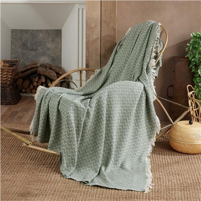 Vagonik Natural Keten Koltuk Örtüsü | Kara Tezgah Dokuma Koltuk Şalı - Yeşil