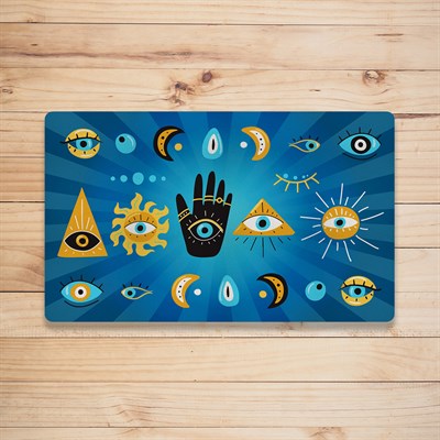 Vagonik Nazar Boncuğu Desenli Dijital Baskılı 50x70cm Dekoratif Çok Amaçlı Iç Ve Dış Kapı Paspası