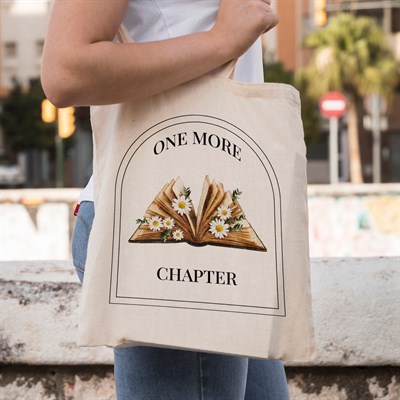 Vagonik One More Chapter Kitap Baskılı Ham Bez Kanvas Çanta