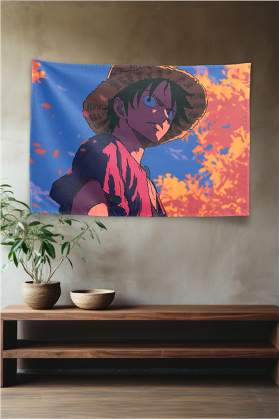 Vagonik One Piece Luffy Fall Autumn Leaves Sunset Glow Duvar Örtüsü Tapestry