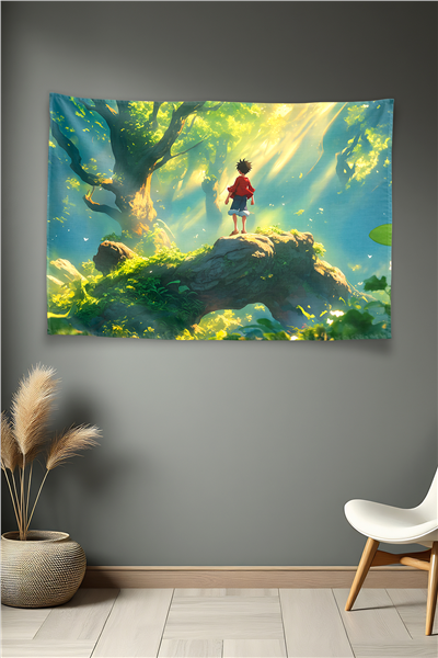 Vagonik One Piece Luffy Forest Spirit Duvar Örtüsü Tapestry