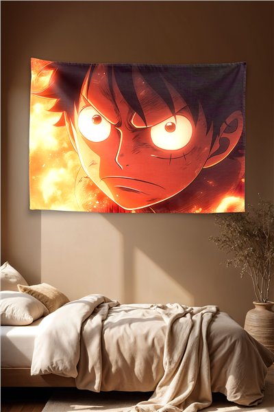 Vagonik One Piece Luffy Gear Second Flame Eyes Duvar Örtüsü Tapestry