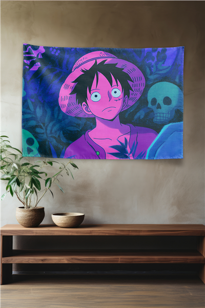 Vagonik One Piece Luffy Spooky Jungle Skulls Duvar Örtüsü Tapestry
