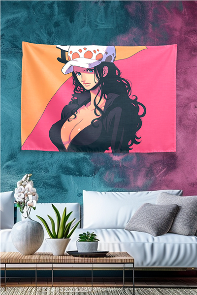 Vagonik One Piece Nico Robin Law Hat Serious Duvar Örtüsü Tapestry
