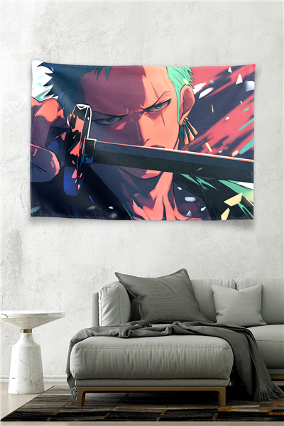 Vagonik One Piece Roronoa Zoro Deadly Stare Duvar Örtüsü Tapestry