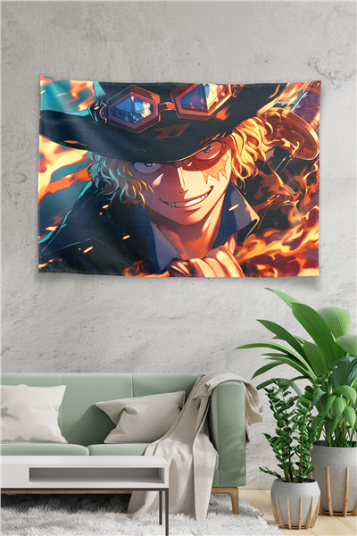 Vagonik One Piece Sabo With Fire Duvar Örtüsü Tapestry