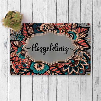 Vagonik Otantik Desenli Hoşgeldiniz Dijital Baskılı 50x70cm Dekoratif Çok Amaçlı Iç Ve Dış Kapı Paspası