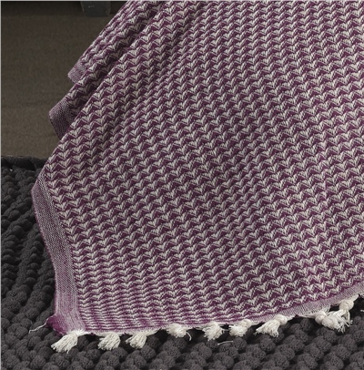 Vagonik Piramit Çift Kişilik Yatak Örtüsü 200 X 230 Cm Pike Pamuklu Koltuk Kanepe Örtüsü Püsküllü - Mürdüm