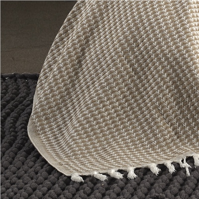 Vagonik Piramit Çift Kişilik Yatak Örtüsü 200 X 230 Cm Pike Pamuklu Koltuk Kanepe Örtüsü Püsküllü - Bej