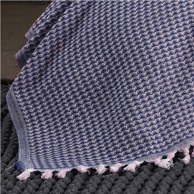 Vagonik Piramit Çift Kişilik Yatak Örtüsü 200 X 230 Cm Pike Pamuklu Koltuk Kanepe Örtüsü Püsküllü - Lacivert