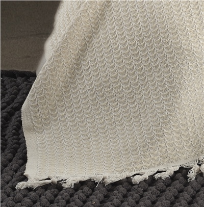 Vagonik Piramit Çift Kişilik Yatak Örtüsü 200 X 230 Cm Pike Pamuklu Koltuk Kanepe Örtüsü Püsküllü - Krem