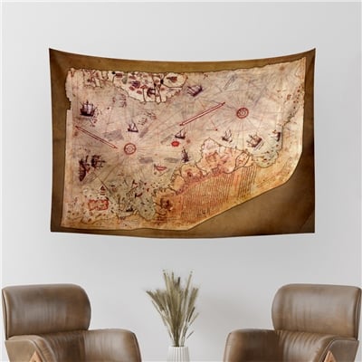 Vagonik Piri Reis 1513 Dünya Haritası Duvar Örtüsü Halısı 140 X 100 Cm-70x100 Cm