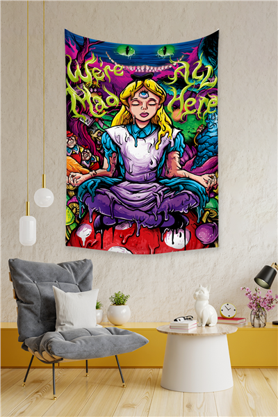Vagonik Pop Art Alice Harikalar Diyarında Grafiti Duvar Örtüsü Halısı