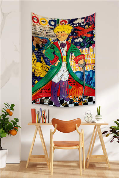 Vagonik Pop Art Küçük Prens The Little Prince Grafiti Duvar Örtüsü Halısı