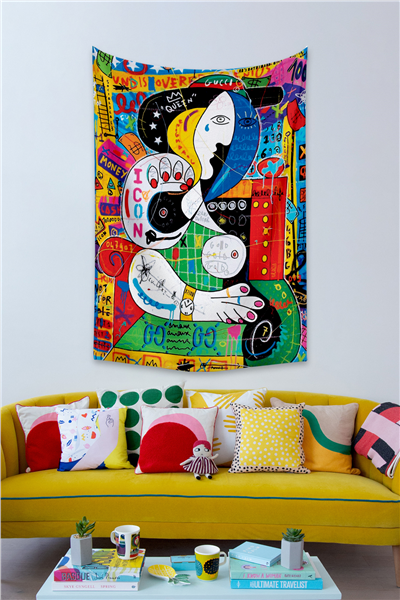 Vagonik Pop Art Pablo Picasso Grafiti Duvar Örtüsü Halısı