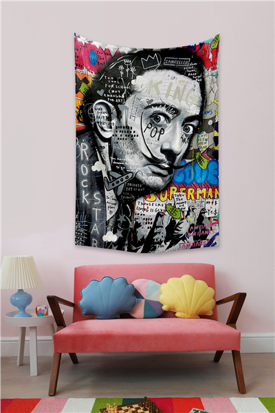 Vagonik Pop Art Salvador Dali Grafiti Duvar Örtüsü Halısı