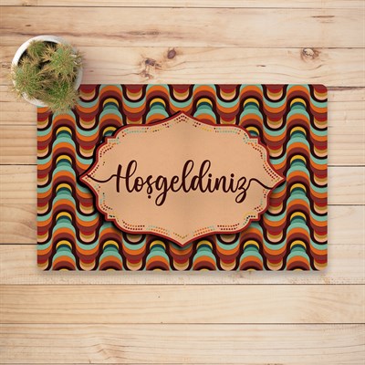 Vagonik Retro Desenli Hoşgeldiniz Dijital Baskılı 50x70cm Dekoratif Çok Amaçlı Iç Ve Dış Kapı Paspası