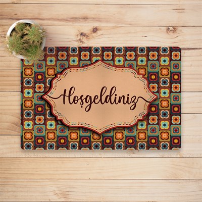 Vagonik Retro Desenli Hoşgeldiniz Dijital Baskılı 50x70cm Dekoratif Çok Amaçlı Iç Ve Dış Kapı Paspası