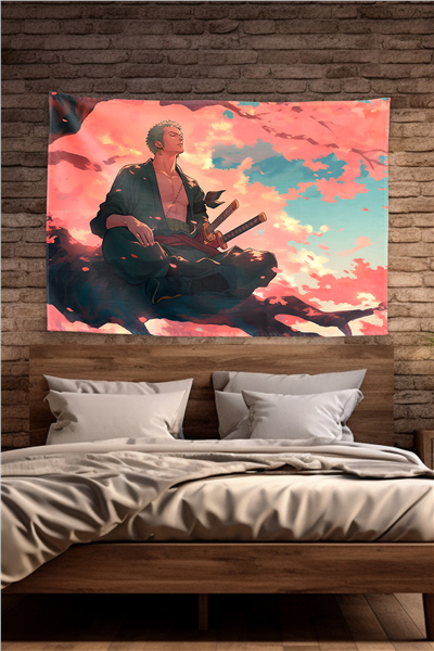 Vagonik Roronoa Zoro Cherry Blossom Meditation Duvar Örtüsü Tapestry
