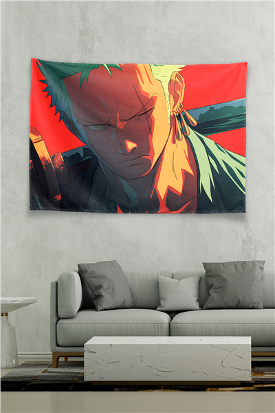 Vagonik Roronoa Zoro Focused Battle Ready Duvar Örtüsü Tapestry