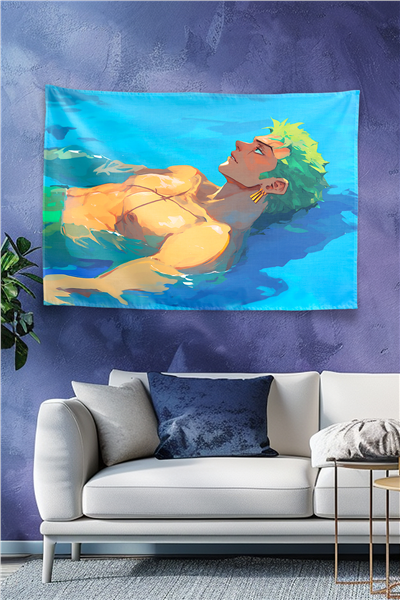 Vagonik Roronoa Zoro Relaxing İn The Pool Duvar Örtüsü Tapestry