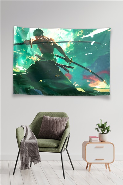 Vagonik Roronoa Zoro Using Santoryu Duvar Örtüsü Tapestry