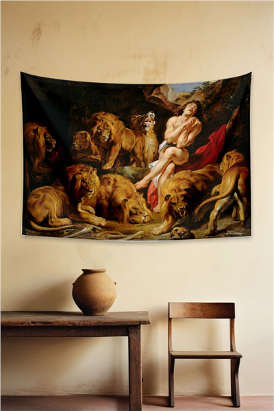 Vagonik Rubens Daniel In The Lions Den, Daniel Aslanların Ininde Duvar Örtüsü Halısı
