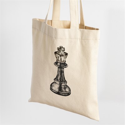 Vagonik Satranç Şah Baskılı Ham Bez Kanvas Çanta 240 Gr.