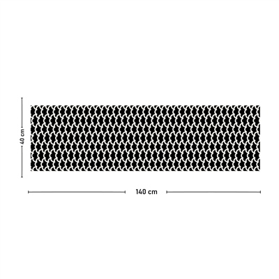 Vagonik Siyah Beyaz Dalga Desenli Dijital Baskılı Runner 140x40 cm
