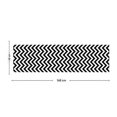 Vagonik Siyah Beyaz Yan Zigzag Desenli Dijital Baskılı Runner 140x40 cm