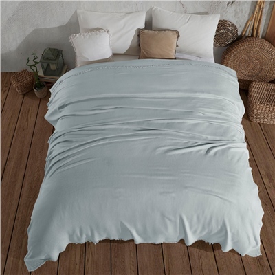 Vagonik Soft Çift Kişilik Bambu Yatak Örtüsü - Mavi