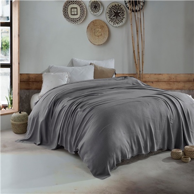 Vagonik Soft Çift Kişilik Bambu Yatak Örtüsü - Antrasit