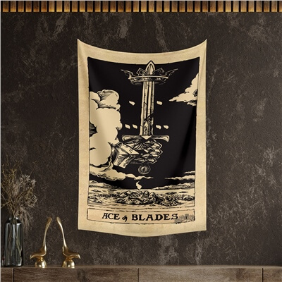 Vagonik Tarot Kartı Ace of Blades Duvar Örtüsü Halısı 140x100 Cm-70x100 Cm