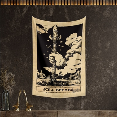Vagonik Tarot Kartı Ace of Spears Duvar Örtüsü Halısı 140x100 Cm-70x100 Cm