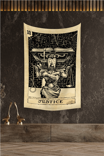 Vagonik Tarot Kartı Justice Duvar Örtüsü Halısı