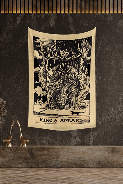 Vagonik Tarot Kartı King Of Spears Duvar Örtüsü Halısı