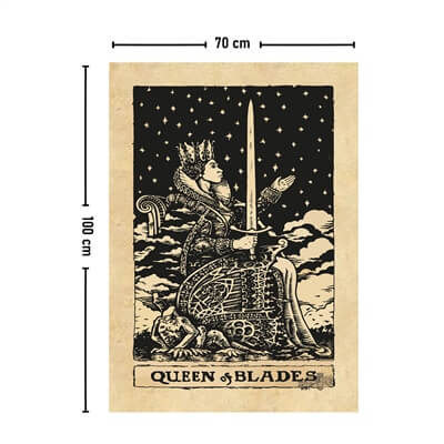 Vagonik Tarot Kartı Queen of Blades Duvar Örtüsü Halısı 140x100 Cm-70x100 Cm