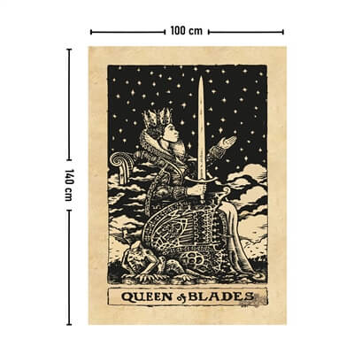 Vagonik Tarot Kartı Queen of Blades Duvar Örtüsü Halısı 140x100 Cm-70x100 Cm