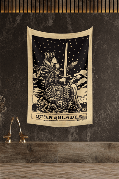 Vagonik Tarot Kartı Queen Of Blades Duvar Örtüsü Halısı