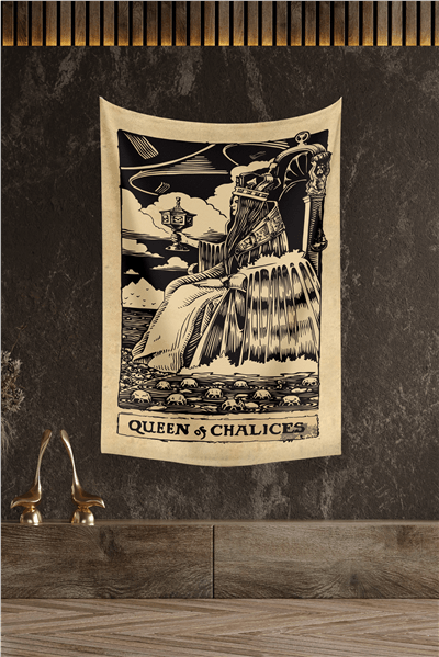 Vagonik Tarot Kartı Queen Of Chalices Duvar Örtüsü Halısı