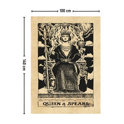 Vagonik Tarot Kartı Queen of Spears Duvar Örtüsü Halısı 140x100 Cm-70x100 Cm