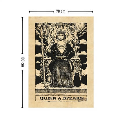 Vagonik Tarot Kartı Queen of Spears Duvar Örtüsü Halısı 140x100 Cm-70x100 Cm