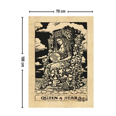 Vagonik Tarot Kartı Queen of Stars Duvar Örtüsü Halısı 140x100 Cm-70x100 Cm