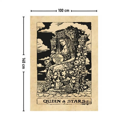 Vagonik Tarot Kartı Queen of Stars Duvar Örtüsü Halısı 140x100 Cm-70x100 Cm